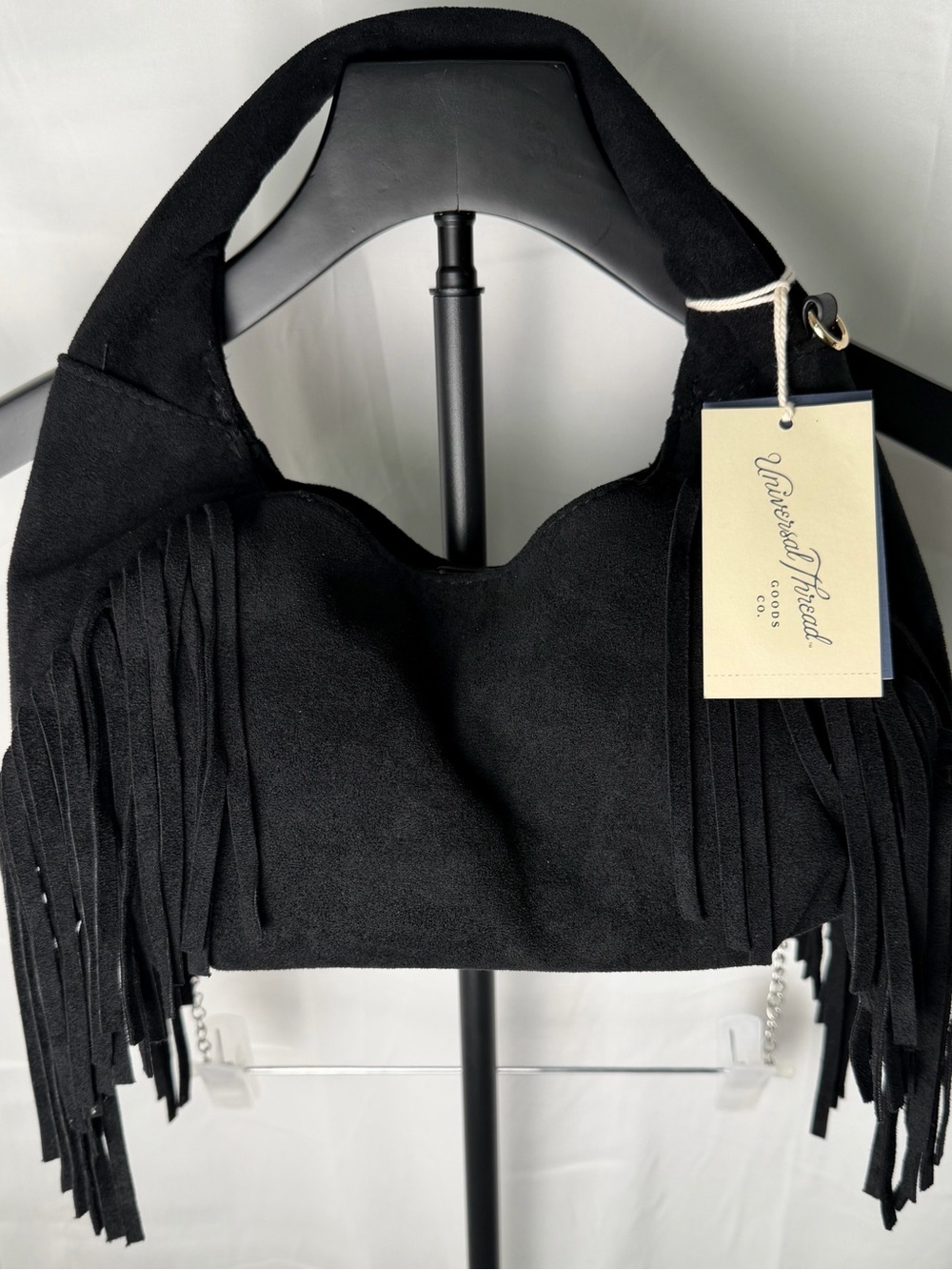 Universal Thread Black Suede Fringe Shoulder Bag